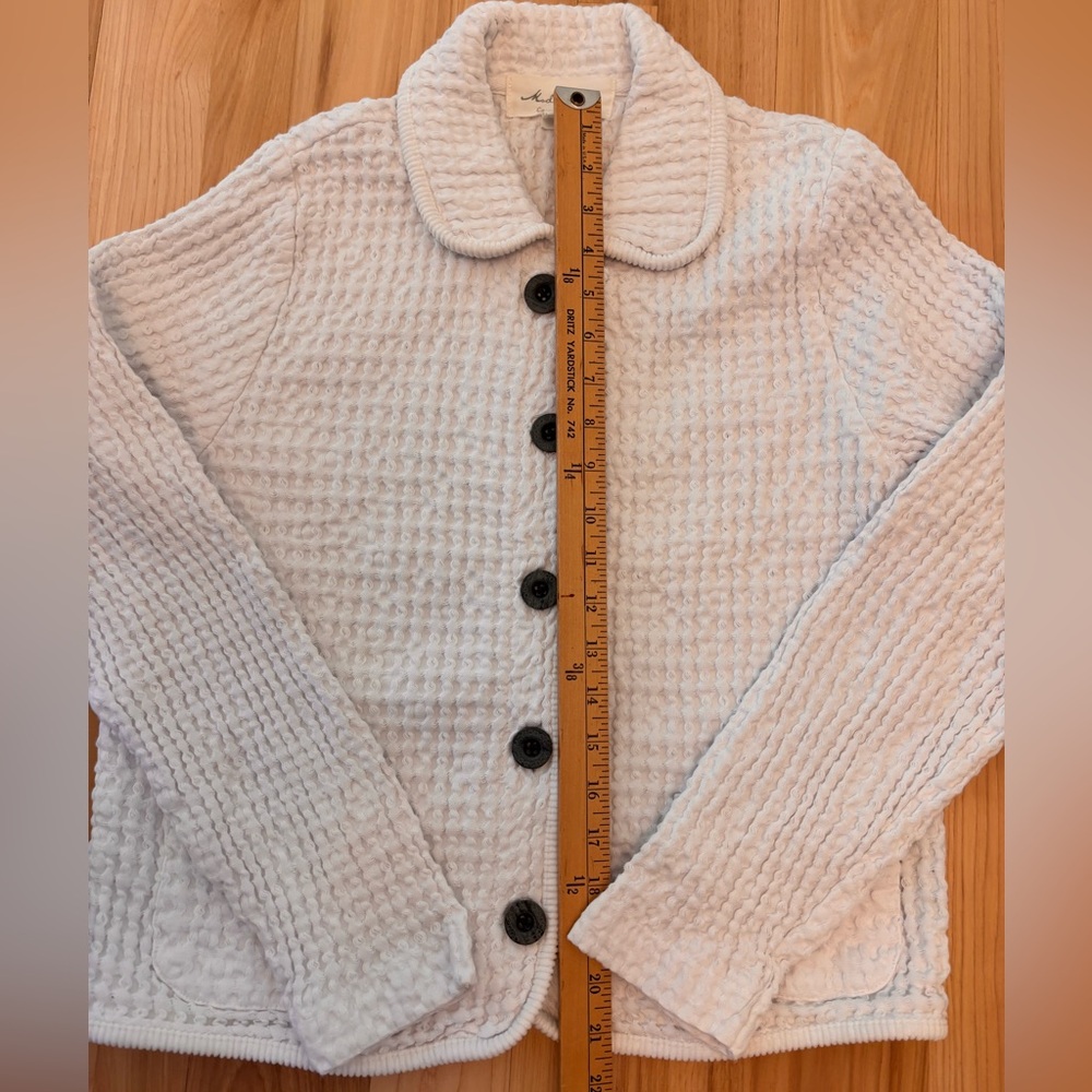 Mod-o-doc White/Cream Long Sleeve Front Button Textured Jacket - Medium - Picture 7 of 9